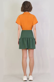 Tissue Mini Peplum Skirt Khaki