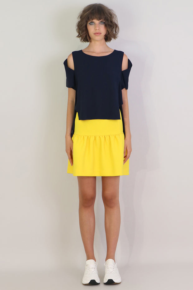 Fluid Split Sleeve Blouse Navy