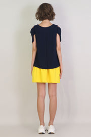 Fluid Split Sleeve Blouse Navy