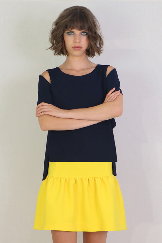 Fluid Split Sleeve Blouse Navy