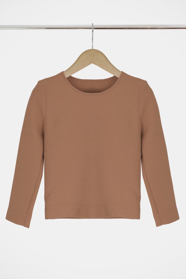 Tissue Crop Top 3/4sl Nutmeg