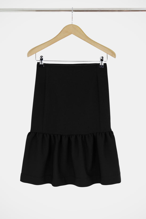 Tissue Midi Peplum Skirt Black