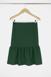 Tissue Midi Peplum Skirt Khaki