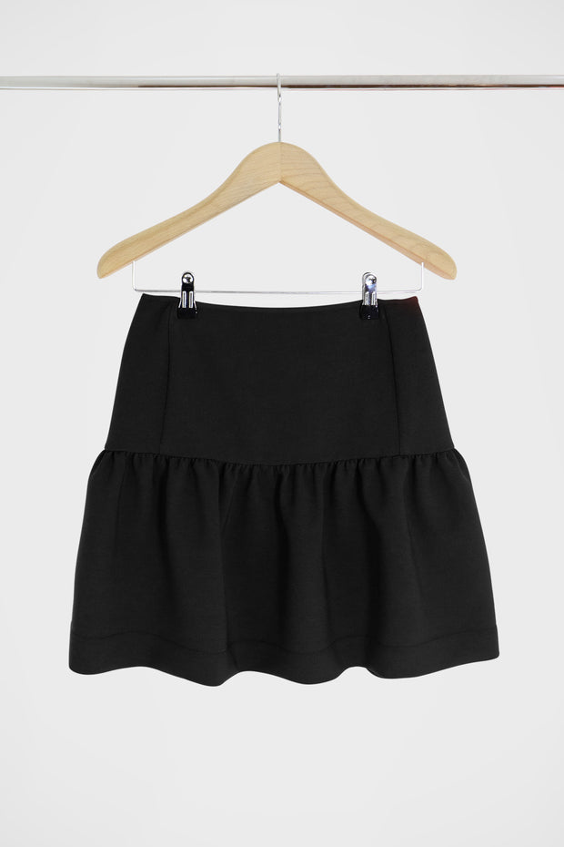 Tissue Mini Peplum Skirt Black