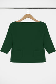 Tissue Swing Top With Pockets 3/4sl Khaki