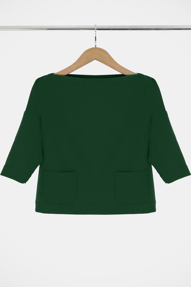 Tissue Swing Top With Pockets 3/4sl Khaki