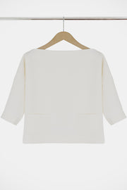 Tissue Swing Top With Pockets 3/4sl Ivory