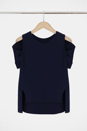 Fluid Split Sleeve Blouse Navy