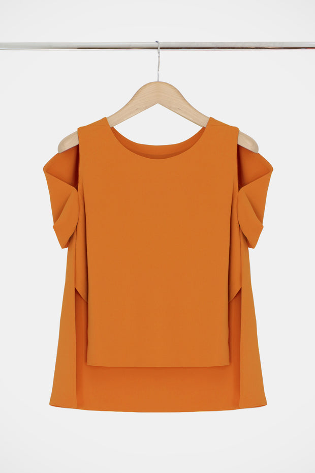 Fluid Split Sleeve Blouse Orange