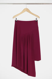 Fluid Asymmetric Pleated Skirt Raspberry
