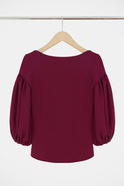 Fluid Puff 3/4sl Blouse Raspberry