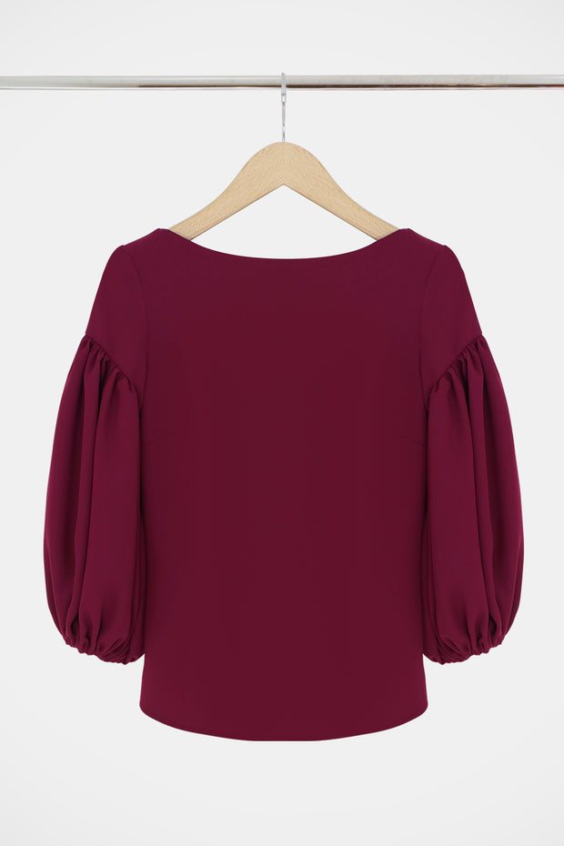 Fluid Puff 3/4sl Blouse Raspberry