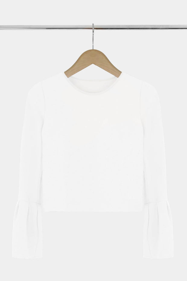 TOUSJOUR CROP TOP WITH PEPLUM SLEEVE WHITE